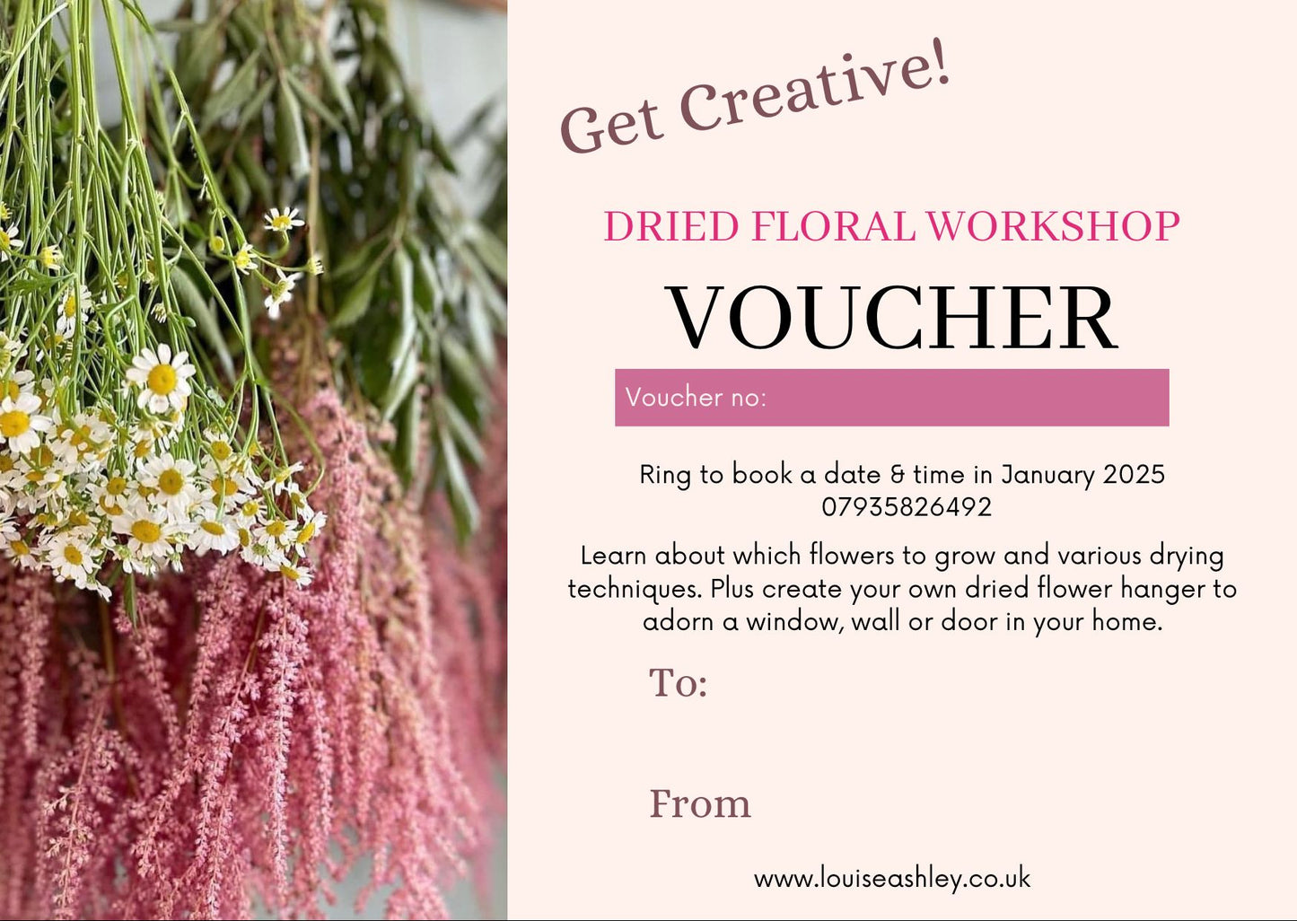 Dried Floral Workshop Voucher An ideal Christmas Gift!