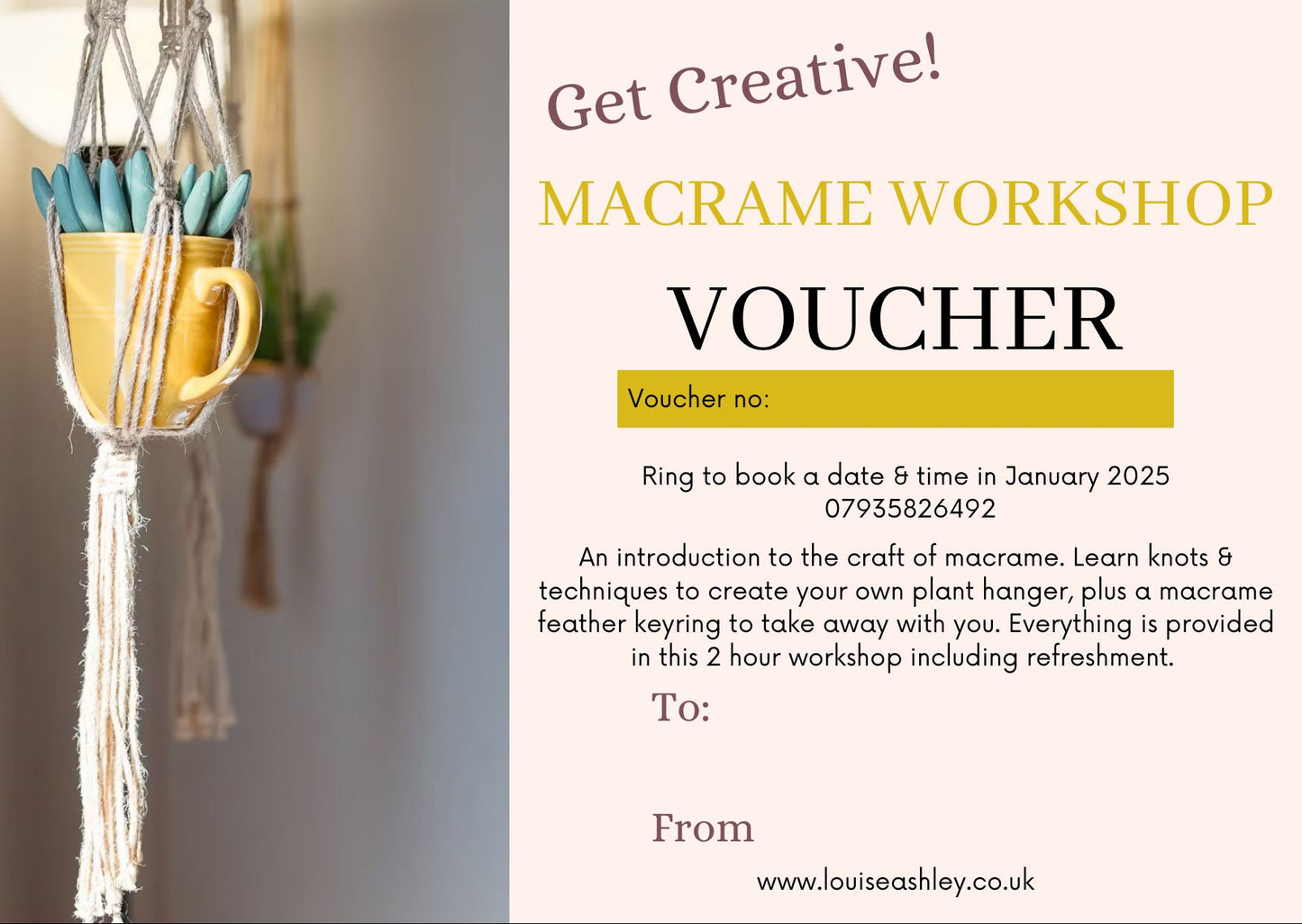 Macrame Workshop Voucher An ideal Christmas Gift!