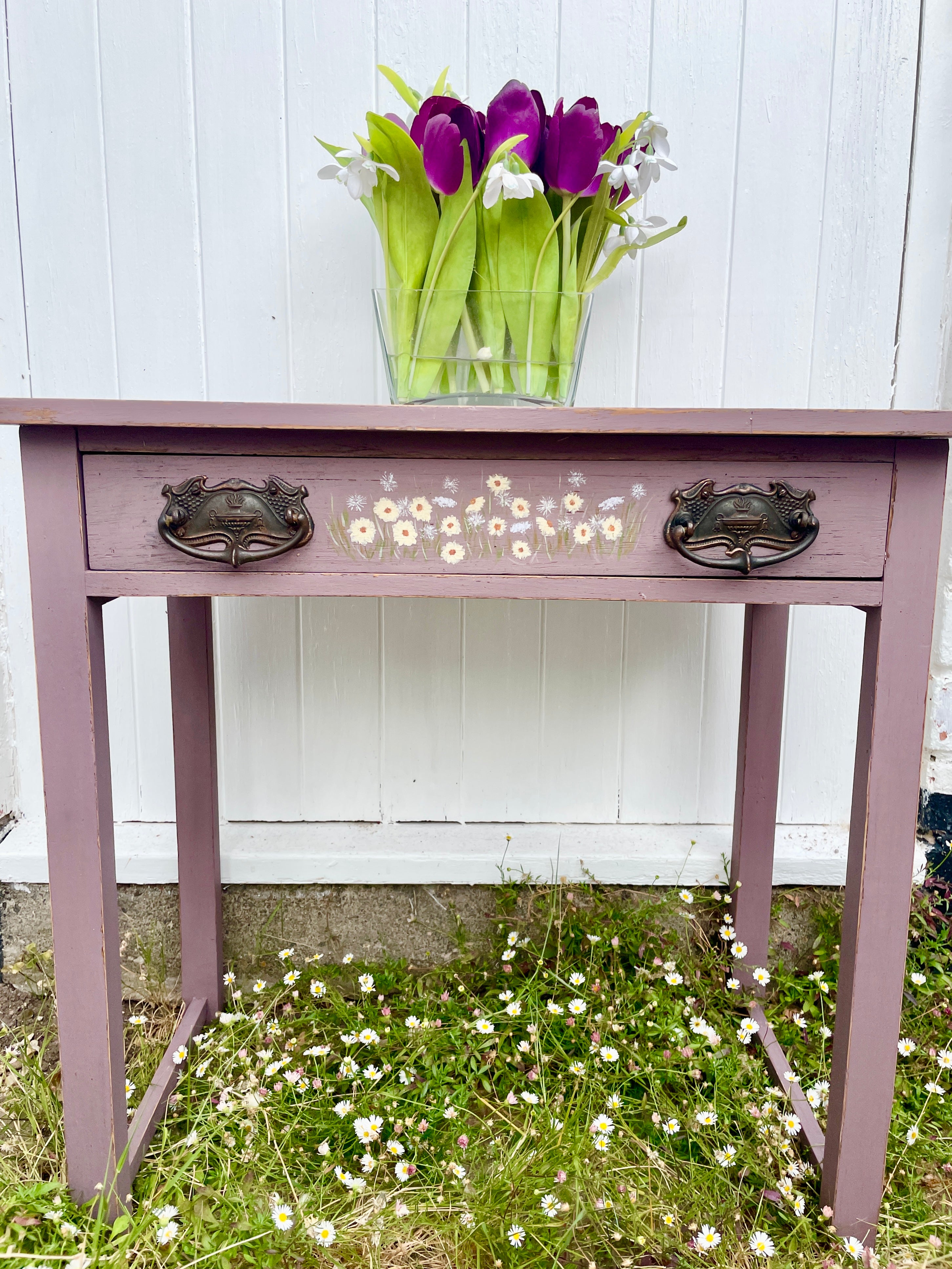 Hand painted vintage side table