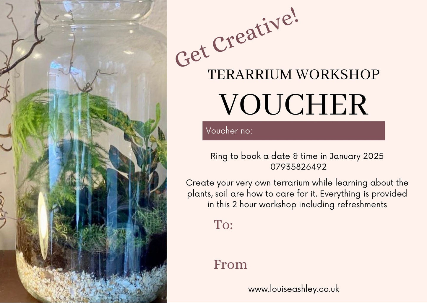 Terrarium Workshop Voucher An ideal Christmas Gift!